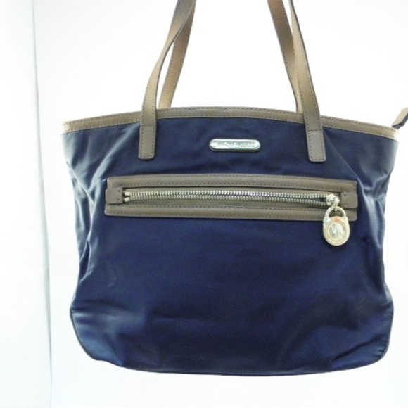 Michael Kors Kempton Navy Blue/Brown Shoulder Bag - Picture 2 of 6
